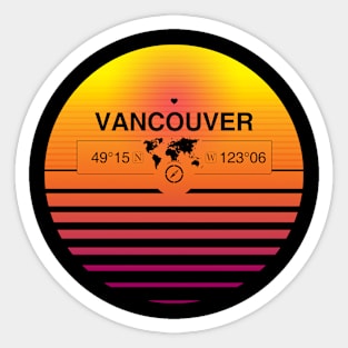 Vancouver, British Columbia Retro Sunset Sticker